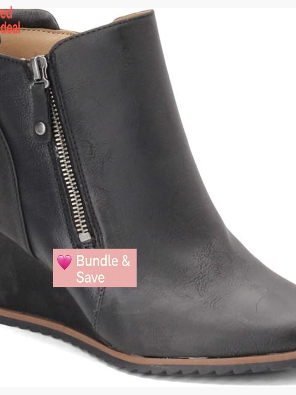 Women's Ankle Bootie with Wedge Heel, Zip Closure